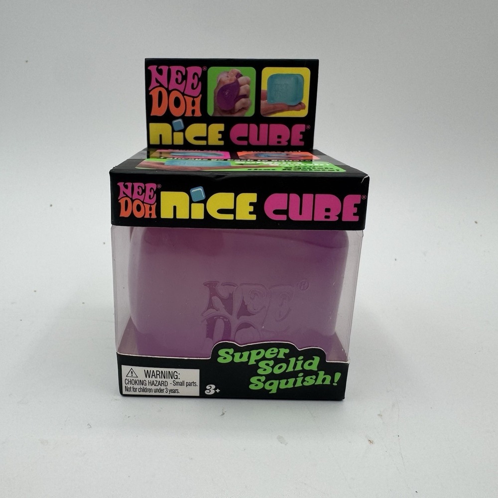 Nee Doh Nice Cube Super Solid Squish Pink/Purple Tactile Squeeze Toy Stress